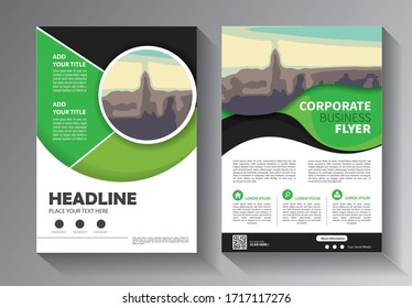 green flyer template for layout brochure, cover book or annual report with a4 size