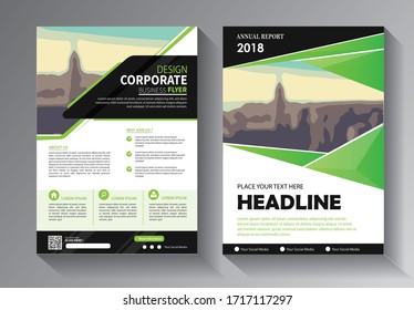 green flyer template for layout brochure, cover book or annual report with a4 size