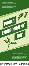 Green flyer world environment day with leaves