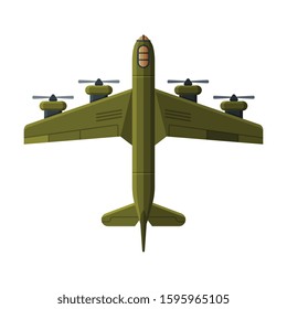 Green Flying Aircraft, Military Air Transport Vector Illustration