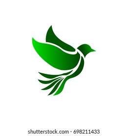 Green flying bird