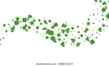 Green flying clover leaves isolated on white background. Vector illustration