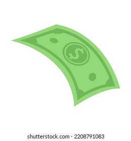 Green flying dollars flat for web design. Falling money pack isolated on white background vector illustration. Currency, investment and wealth concept