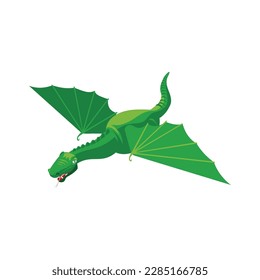 Green flying dragon isometric 3d vector illustration