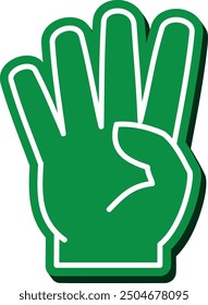 Green foam hand with four fingers gesture icon