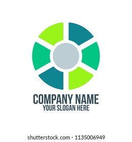 green focus target and abstract company logo concept