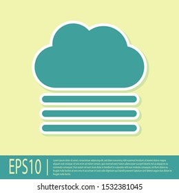 Green Fog and cloud icon isolated on yellow background.  Vector Illustration