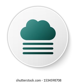 Green Fog and cloud icon isolated on white background. White circle button. Vector Illustration