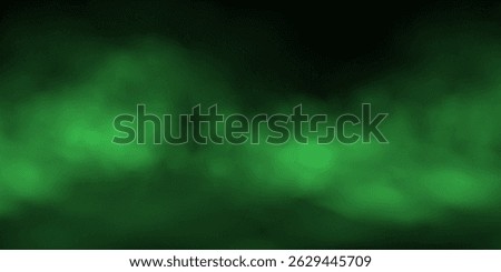 Green fog or smoke cloud on black background. Realistic smoke effect vector illustration. Gas cloud, smoky mist, toxic vapor, meteorological phenomenon, condensation over land or water surface.