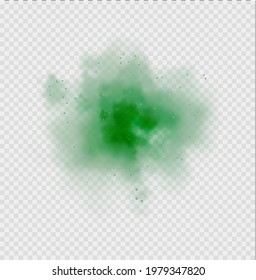 Green fog or smoke. Green dust with particles. Smoke or dust isolated on transparent background. Abstract mystical gas. Vector illustration