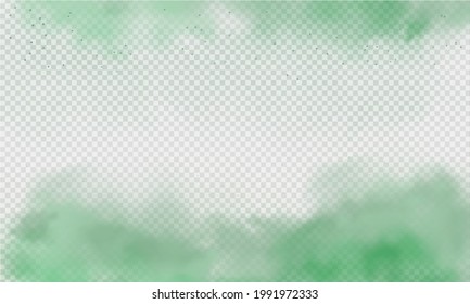 Green fog or smoke. Green dust with particles. Smoke or dust isolated on transparent background. Abstract mystical gas. Vector illustration