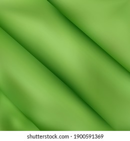 Green folded fabric. Textile advertising. Abstract vector illustration