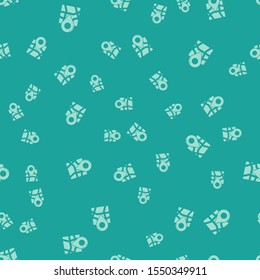 Green Folded map with location marker icon isolated seamless pattern on green background.  Vector Illustration