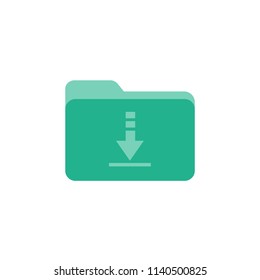 Green folder for downloads icon
