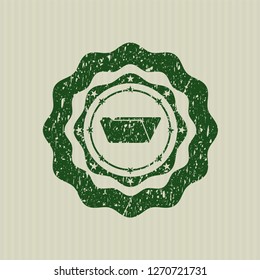 Green folder icon inside distressed grunge seal