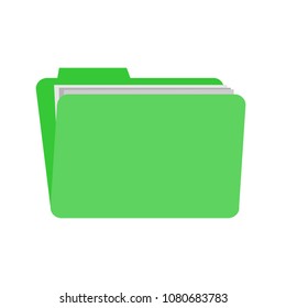 green folder icon on white background, vector illustration