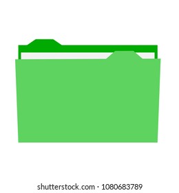 green folder icon on white background, vector illustration