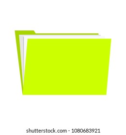 green folder icon on white background, vector illustration