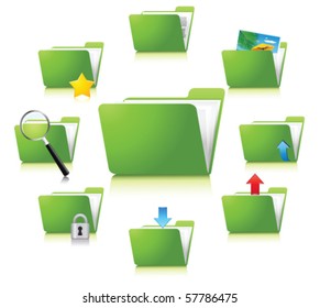 green folders. Vector