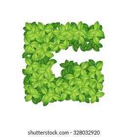 Green foliage alphabet letter vector
