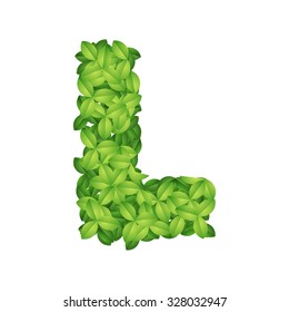 Green foliage alphabet letter vector
