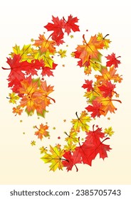 Green Foliage Background BeigeVector. Leaf Paper Design. Autumnal Collection Floral. Canadian Leaves Card.