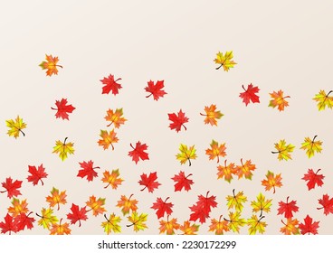 Green Foliage Background BeigeVector. Plant Ground Card. Autumnal September Floral. Season Leaves Texture.