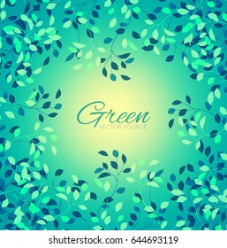 Green Foliage Background. Elegant Branches and Plants. Vector illustration
