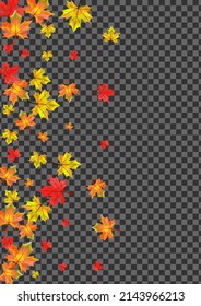 Green Foliage Background Transparent Vector. Plant Seasonal Frame. Red September Leaf. November Leaves Texture.