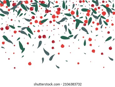 Grüner Blatthintergrund, weißer Vektorgrafik. Leaf Landwirtschaft Textur. Burgund Berries Plant. Lebhaftes Design. Blättert floral.