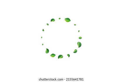 Green Foliage Blur Vector White Background. Flying Leaves Backdrop. Lime Leaf Swirl Branch. Greens Tea Template.