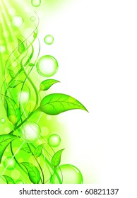 Green foliage with bubbles and copyspace for your text