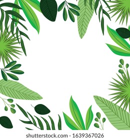 green foliage frame with blank space. vector illustration