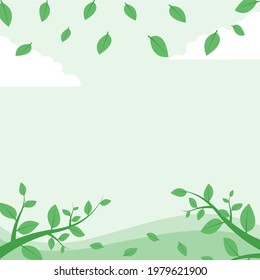 Green foliage nature background vector illustration in flat style. Suitable for web banners, social media, postcard, and many more.