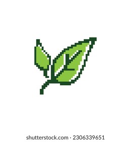 Green foliage pixel art design vector isolated