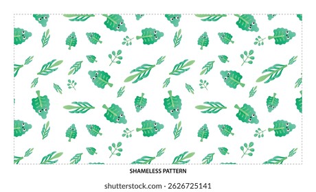 Patrón sin fisuras de follaje verde: hojas y plantas en Naturaleza