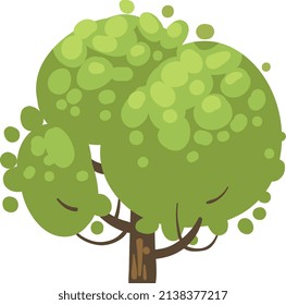 Green foliage tree. Summer oak. Cartoon plant