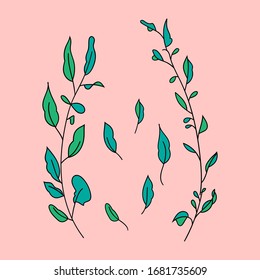 Ilustración vectorial verde sobre fondo rosa