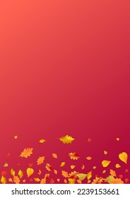 Green Foliage Vector Red Background. Seasonal Floral Template. Brown Down Leaf Card. Abstract Texture.