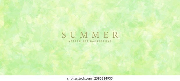 Green foliage vector summer art background with maple leaves. Hand drawn spring wallpaper for flyer, poster, cover, invitation cards, luxe invite, prestigious voucher. Green abstract illustration.