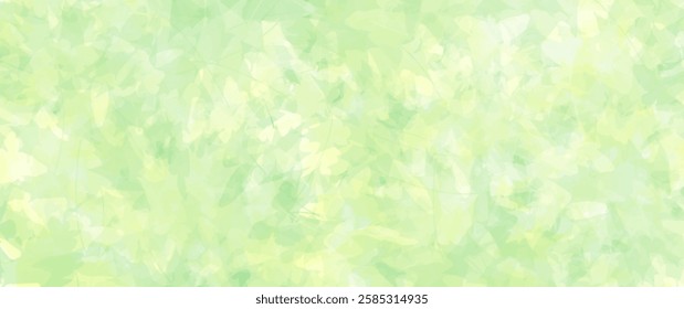 Green foliage vector summer art background with maple leaves. Hand drawn spring wallpaper for flyer, poster, cover, invitation cards, luxe invite, prestigious voucher. Green abstract illustration.