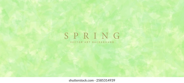 Green foliage vector summer art background with maple leaves. Hand drawn spring wallpaper for flyer, poster, cover, invitation cards, luxe invite, prestigious voucher. Green abstract illustration.