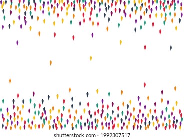 Green Foliage Vector White Background. Bright Confetti Forest Template. Natural Leaf Card. Yellow Foliage Pattern.