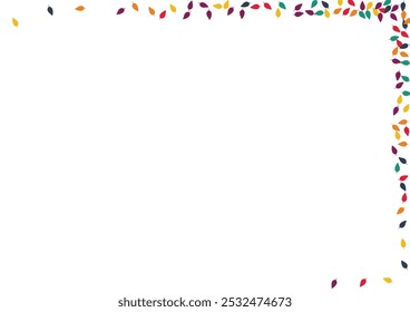 Green Foliage Vector White Background. Yellow Leaf Eco Backdrop. Element Confetti Template. Orange Confetti Design.