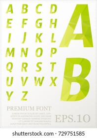 Green font Low poly artistic color font with brush texture