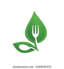 Green food, healthy food and vegan logo label vector