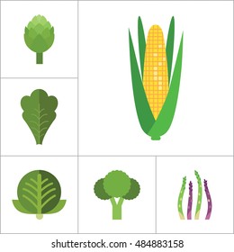 Green Food Icons Set