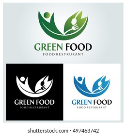Green Food logo design template ,Vector illustration