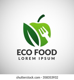 Green Food Logo. Eco Food Icon. Diet Icon.