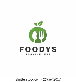 green food logo with spoon and fork sign